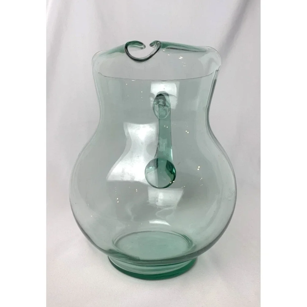 Mexican Green Glass Pitcher Rare Large Vintage Margarita